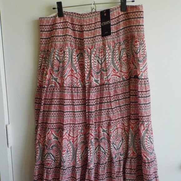 Chaps Skirt NWT - Size 12 - Flair Full Ruffle - Red/White/Black - Boho - (395) - Picture 1 of 6